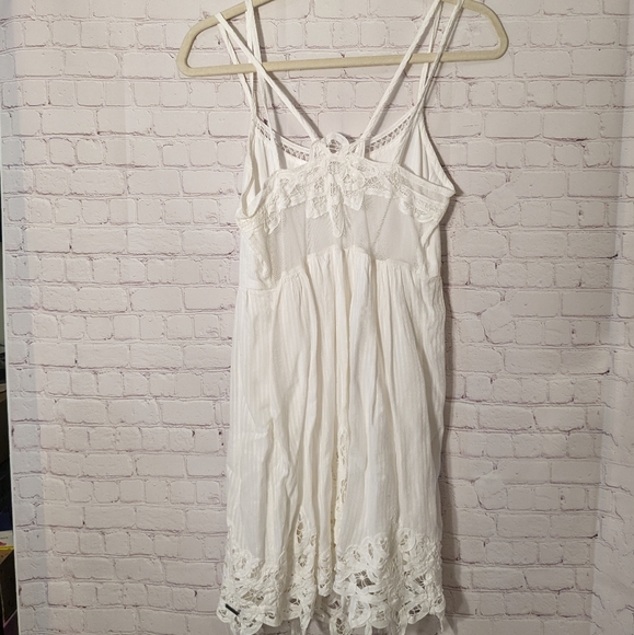 Abercrombie & Fitch LaceTrim Sheer Back Viscose-Cotton White Dress Small EuC - Picture 2 of 15